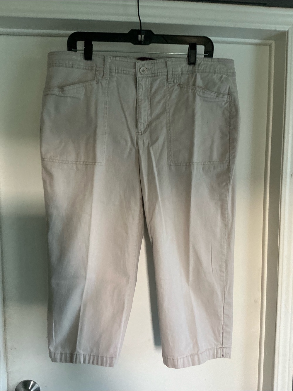 Gloria Vanderbilt Women’s Plus Sz 16W stretch beige capri pants. Excellent cond
